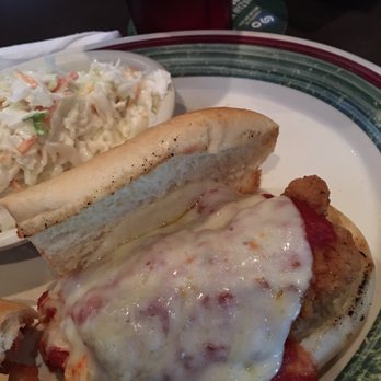 Houligan's Destination Daytona - Chicken parmesan sandwich with coleslaw - New American Near Me - Ormond Beach, Florida