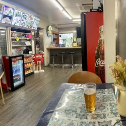 Jorge's Kitchen - Food order counter and my glass of space dust.