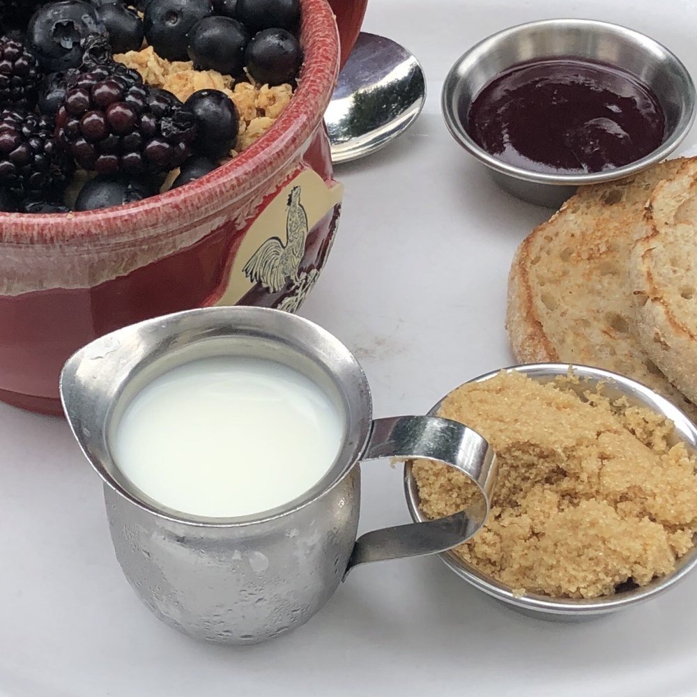 Egg Harbor Café - Berry-Ola Oatmeal - Blackberries, blueberries , granola, wheat English muffin,house-made Jam, brown sugar & skim milk, 6.8.2020. - Breakfast & Brunch Near Me - Atlanta, Georgia Egg Harbor Café - Berry-Ola Oatmeal - Blackberries, blueberries , granola, wheat English muffin,house-made Jam, brown sugar & skim milk, 6.8.2020. - Breakfast & Brunch Near Me - Atlanta, Georgia