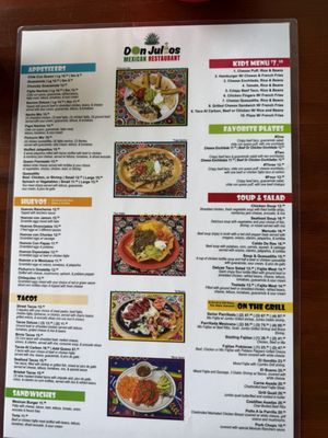 Menu photo 2 Don Julios Mexican Restaurant Magnolia, TX