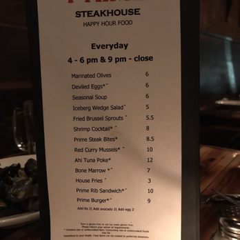 Prime Steakhouse - The Happy Hour Menu - Bars Near Me - Redmond, Washington Prime Steakhouse - The Happy Hour Menu - Bars Near Me - Redmond, Washington