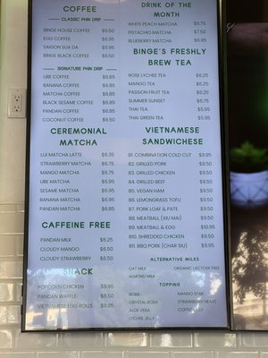 Menu photo 6 Binge Coffee House Berkeley, CA