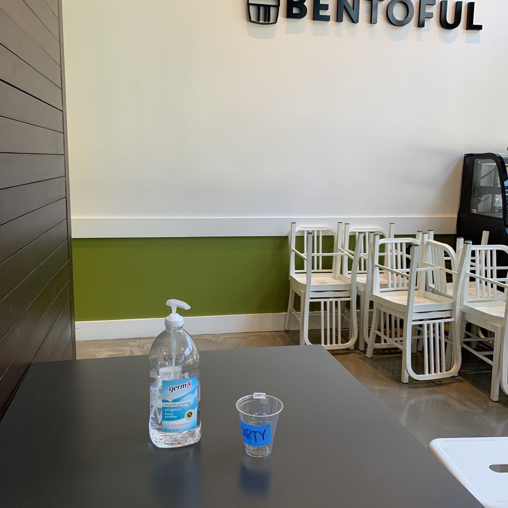 Bentoful - hand sanitizer and cup to place your used pens - Korean Near Me - Seattle, Washington Bentoful - hand sanitizer and cup to place your used pens - Korean Near Me - Seattle, Washington