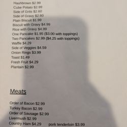 Duvanys - Menu