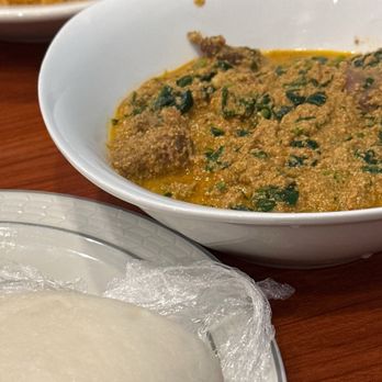 Fabaceae African Cuisine - Goat Egusi soup and fufu - African Near Me - Houston, Texas Fabaceae African Cuisine - Goat Egusi soup and fufu - African Near Me - Houston, Texas