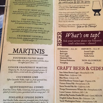 Founders Tavern & Grill - Drink menu - Comfort Food Near Me - Pasadena, Maryland Founders Tavern & Grill - Drink menu - Comfort Food Near Me - Pasadena, Maryland