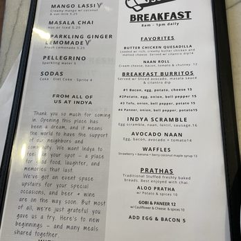 Indya - Menu - Tacos Near Me - San Diego, California Indya - Menu - Tacos Near Me - San Diego, California