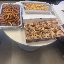 Savvy Sliders - Onion rings and fries