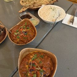 Boliwood Restaurant - Chicken tikka masala, basmati rice, and garlic naan bread