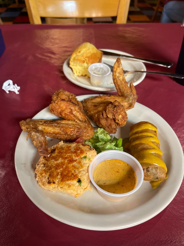 Soul food egg roll, crab cakes fried chicken cornbread Yelp