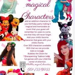 Magical Characters - Princesses superheroes clowns Facepainting balloon twisting and games