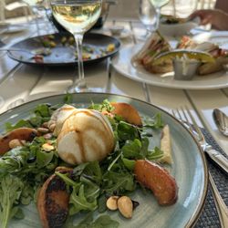 Peach and burrata salad