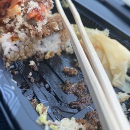 Shrimp tempura with the crunchy stuff on top and cream cheese added very good . Orders it for pickup it's like 12$ yummy Shrimp tempura with the crunchy stuff on top and cream cheese added very good . Orders it for pickup it's like 12$ yummy