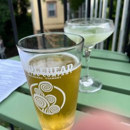Ommegang Witte in a Fiddlehead pint glass, and a Mojito served up (it ended up being a Daiquiri garnished with mint leaves) Ommegang Witte in a Fiddlehead pint glass, and a Mojito served up (it ended up being a Daiquiri garnished with mint leaves)