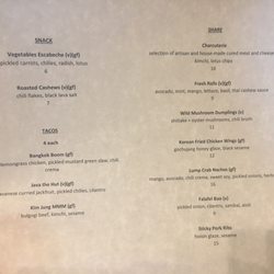 Caracara Asian Tapas + Tacos - Menu