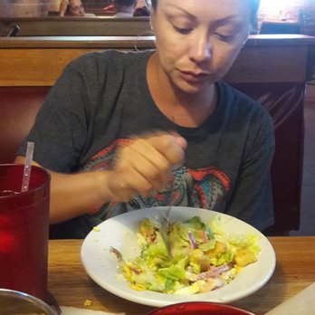 Santa Fe Cattle - My beautiful wife enjoying her house salad - Steakhouses Near Me - Midwest City, Oklahoma