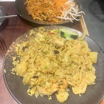 Siam Station - Top: Beef Pad Thai, Bottom: Pineapple Fried Rice - Thai Near Me - Cupertino, California