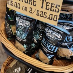 Earth Candy Farmacy - Some clothing items and flavored chicharrones