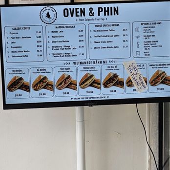 Oven & Phin - Menu panel - Coffee & Tea Near Me - San Francisco, California Oven & Phin - Menu panel - Coffee & Tea Near Me - San Francisco, California