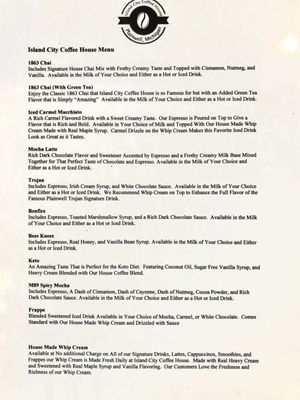 Menu photo 1 Island City Coffee Shop Plainwell, MI