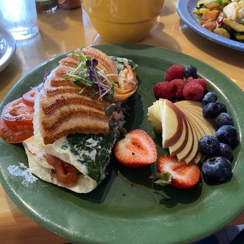 Devoted Kiss Cafe - Smoked salmon omelette made with egg whites, fruit, and toast. - Breakfast & Brunch Near Me - Gig Harbor, Washington