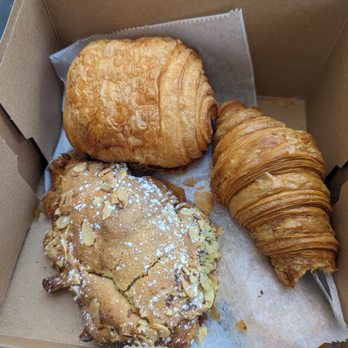 Chaumont - Top: chocolate croissant Left: almond croissant Right: regular croissant - Bakeries Near Me - Beverly Hills, California