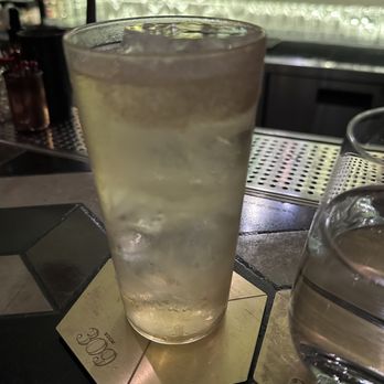 ROOM 309 - Iced Guava. Redistilled guava bourbon, clarified guava, carbonated h2o, salted plum on half the rim. - Cocktail Bars Near Me - Hong Kong, HK