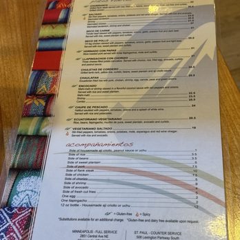 Chimborazo - Menu - Latin American Near Me - Minneapolis, Minnesota