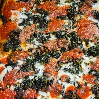Genovese Pizzeria & Restaurant - Grandma Pie with Spinach - Pizza Near Me - Valley Stream, New York Genovese Pizzeria & Restaurant - Grandma Pie with Spinach - Pizza Near Me - Valley Stream, New York