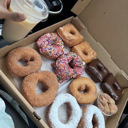 London fog with a box of their "Everyday" donuts London fog with a box of their "Everyday" donuts