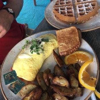 Clear Sky Cafe - Coastal watch Omelette with waffles - New American Near Me - Clearwater, Florida