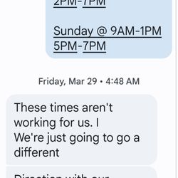 Safe Habits School of Driving - Text messages from Mr. Robert Russ, regarding his daughter,'s driving lessons.