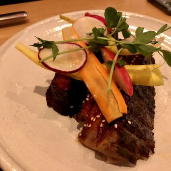 Stoke - Pork Belly with Chilean Andes Arrope glaze, spring pickles - New American Near Me - Charlotte, North Carolina Stoke - Pork Belly with Chilean Andes Arrope glaze, spring pickles - New American Near Me - Charlotte, North Carolina
