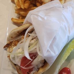 Chicken gyro and fries
