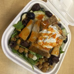 "Mediterranean Bowl," added (old & dry) chicken