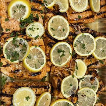 Original Italian pizza - Tray of grilled salmon filet - Pizza Near Me - Frackville, Pennsylvania Original Italian pizza - Tray of grilled salmon filet - Pizza Near Me - Frackville, Pennsylvania