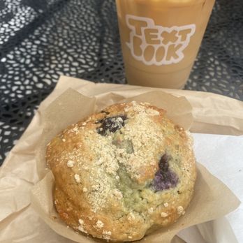 Bakery by Textbook - Iced Latte and Blueberry Muffin - Bakeries Near Me - Bedstuy, New York