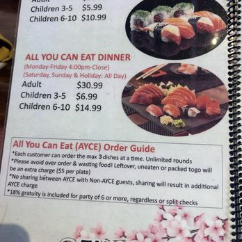Takara - Menu as of February 2025 - Japanese Near Me - North Richland Hills, Texas