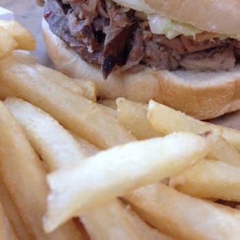 Smithfield's Chicken 'N Bar-B-Q - Carolina BBQ. Pulled pork sandwich with slaw. - Barbeque Near Me - Fayetteville, North Carolina Smithfield's Chicken 'N Bar-B-Q - Carolina BBQ. Pulled pork sandwich with slaw. - Barbeque Near Me - Fayetteville, North Carolina