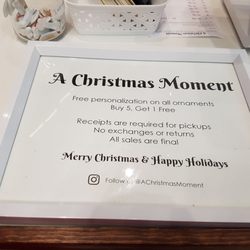 A Christmas Moment - Buy 5 Ornaments, Get 1 Free. Free Personalization
