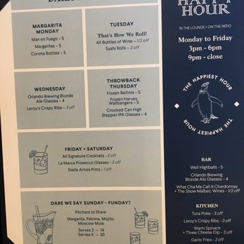 Earls Kitchen + Bar - Happy hour menu (as of 12/9/16) - New American Near Me - Orlando, Florida