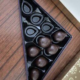 a triangular box of chocolates
