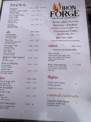 Menu photo 6 Iron Forge Brewing Co. Sevierville, TN