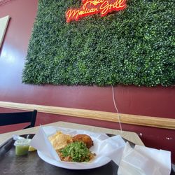 Fresco Mexican Grill - Stuffed potato ball and a spicy chicken taco