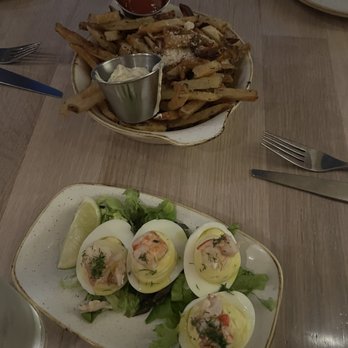 Monkeypod Kitchen by Merriman - Deviled eggs and Garlic Truffle Oil Fries - New American Near Me - Kihei, Hawaii Monkeypod Kitchen by Merriman - Deviled eggs and Garlic Truffle Oil Fries - New American Near Me - Kihei, Hawaii