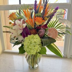 Flowers By J & J - Lovely Tropical flower arrangement and vase 10 out of 10
