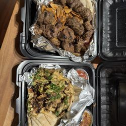 Skewers - Chicken Shawarma Plate, Lamb Kebab with add on Beef Kebab
