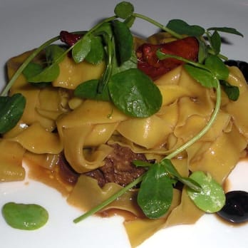 Canlis - Braised Lamb: handmade fettuccine with tomato confit, Taggiasco olives and fava beans - New American Near Me - Seattle, Washington Canlis - Braised Lamb: handmade fettuccine with tomato confit, Taggiasco olives and fava beans - New American Near Me - Seattle, Washington
