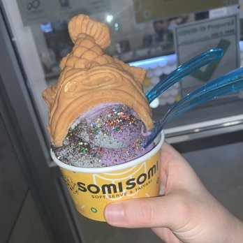 Somisomi - ube + black sesame ice cream with red bean filling - Desserts Near Me - Cupertino, California