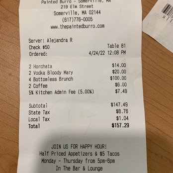 The Painted Burro - 5% Kitchen Admin Fee (5.00%) - Mexican Near Me - Somerville, Massachusetts The Painted Burro - 5% Kitchen Admin Fee (5.00%) - Mexican Near Me - Somerville, Massachusetts